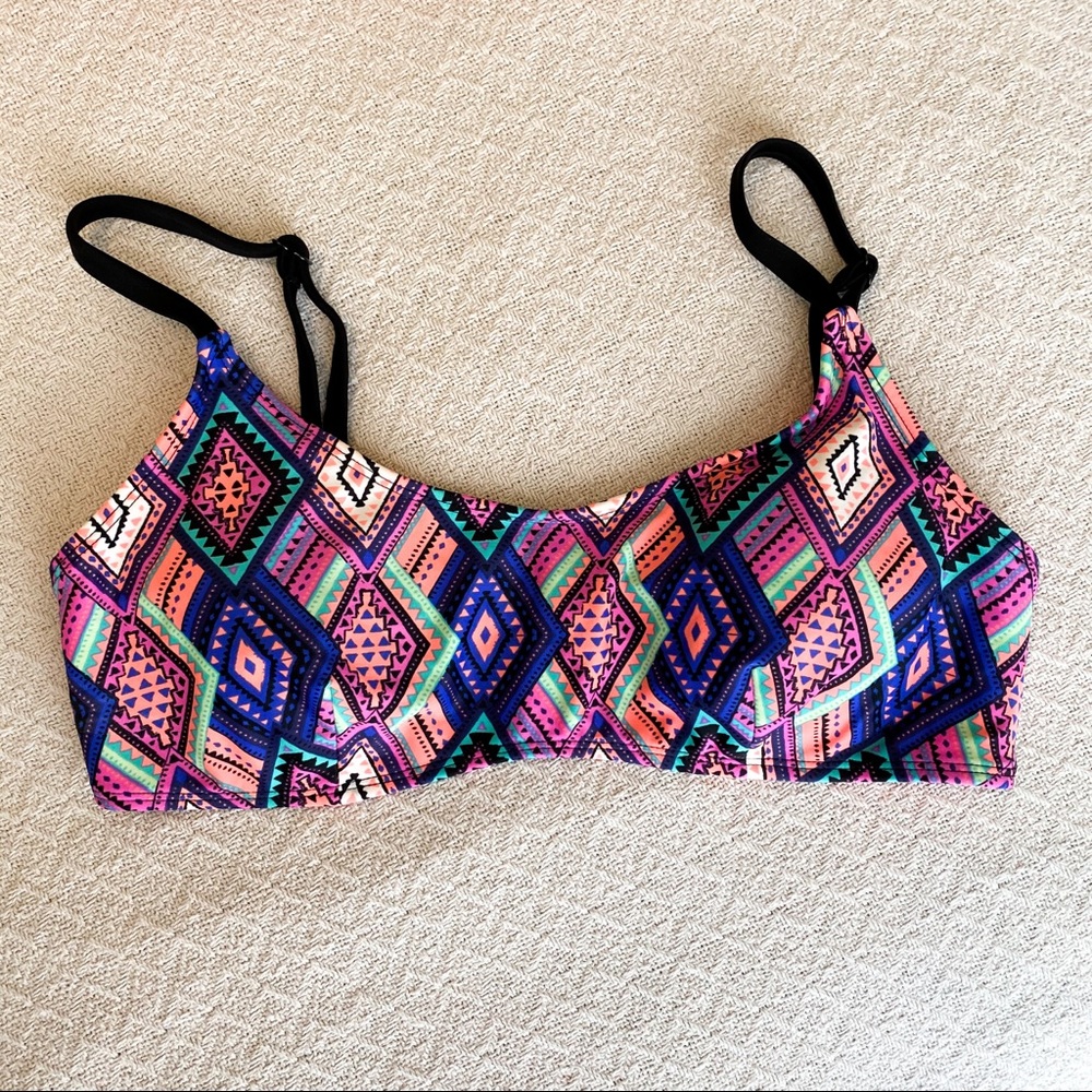 Xhilaration Aztec Print Purple Bikini Top - Large
